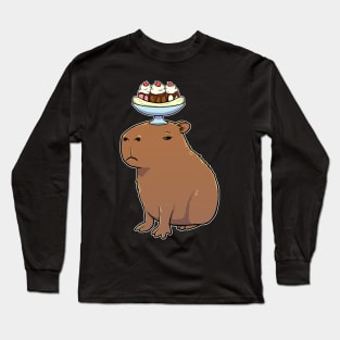 Capybara with a Banana Split on its head Long Sleeve T-Shirt